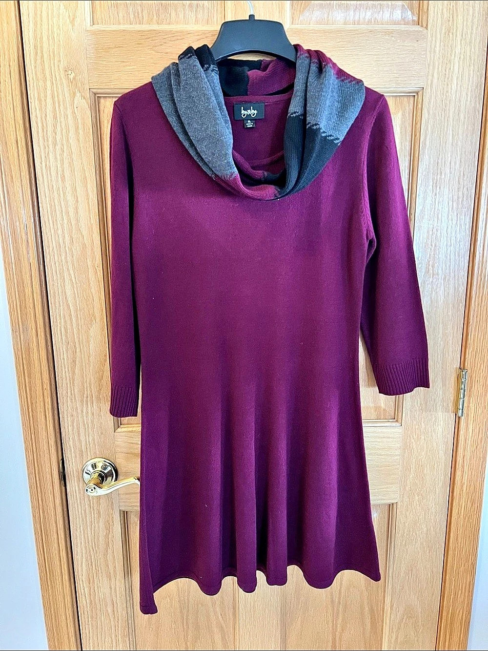 by&by Color Block Cowl Neck Dress Purple XL Like New
